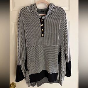 HEIMISH USA Black and White Striped Top